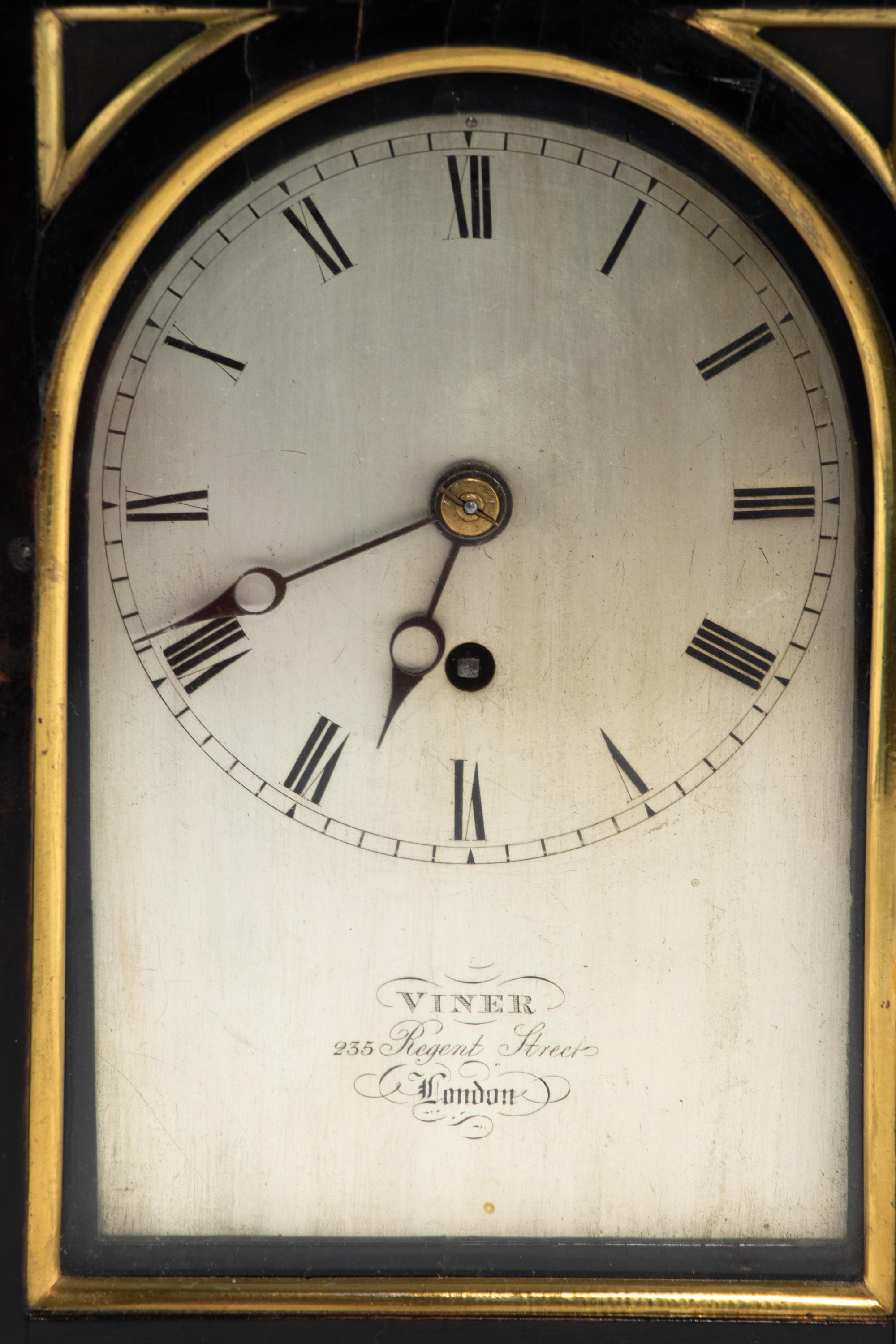 A Regency Gilt Bronze Mounted Ebonized Single-Fusée Bracket Clock