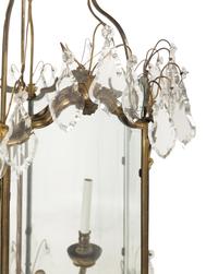 A Large French Gilt Bronze and Glass Hall Lantern