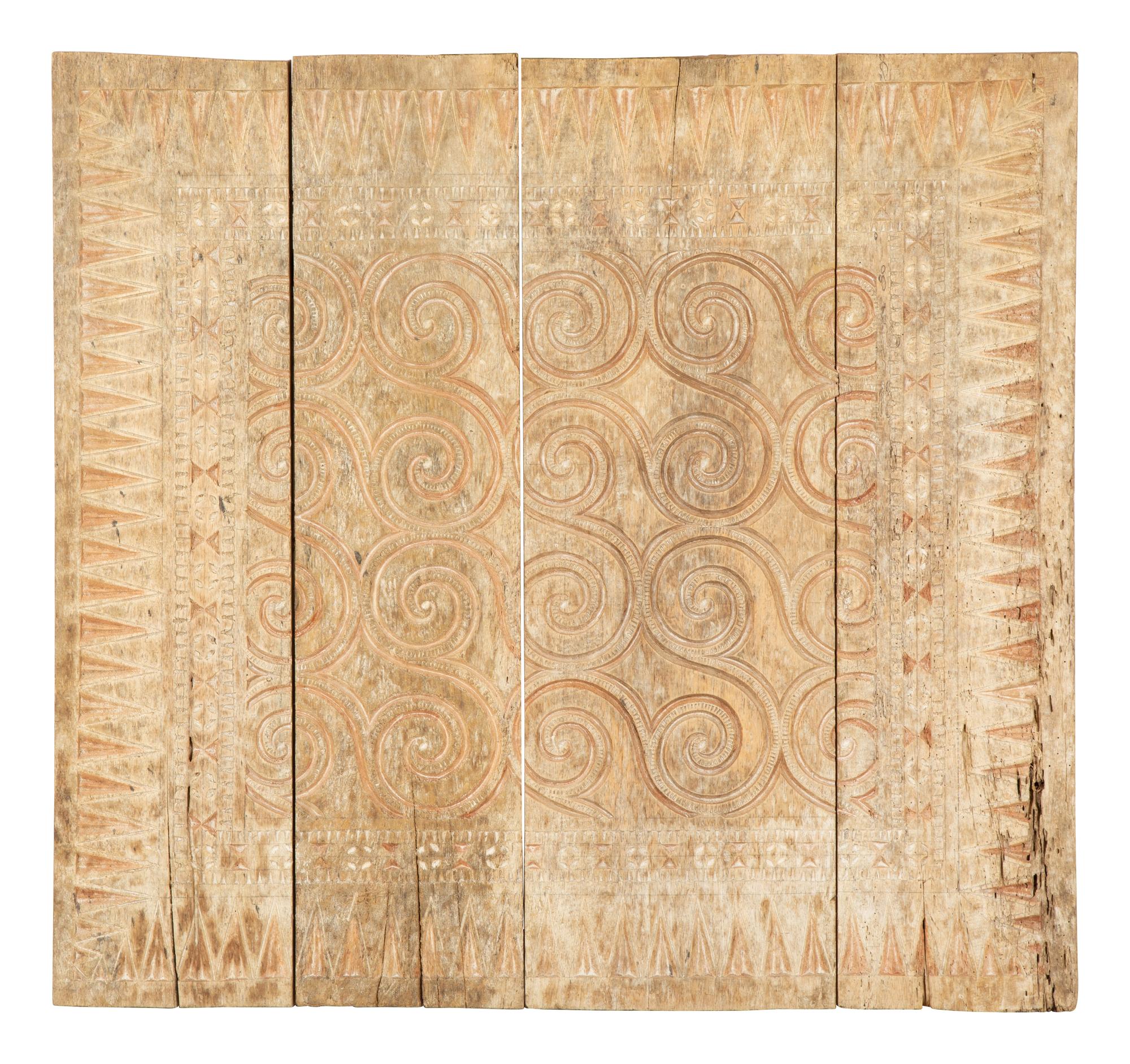 Three South-East Asian Carved Wood Panels — 20th Century