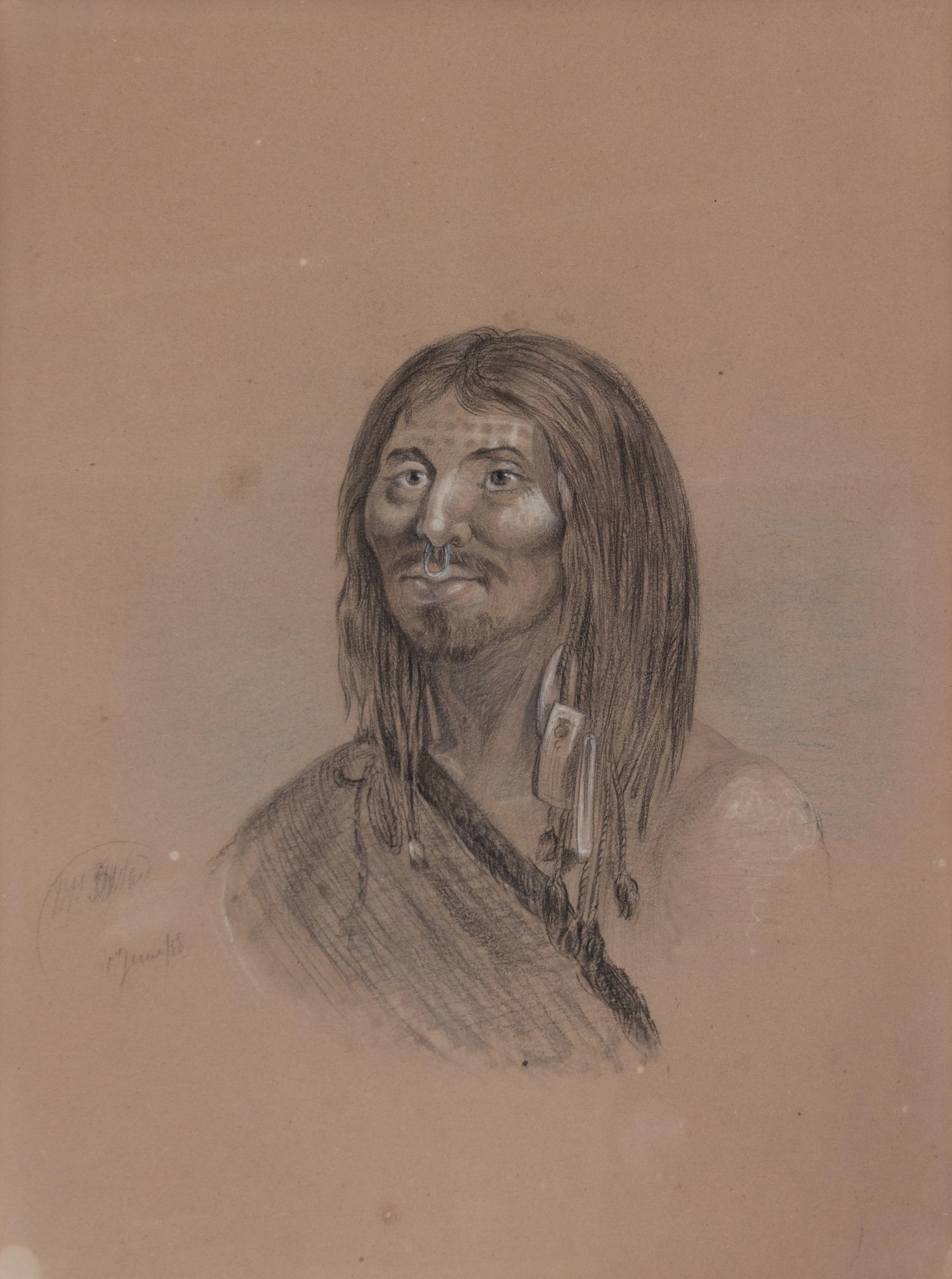 After Catlin, Graphite and Gouaches on Paper