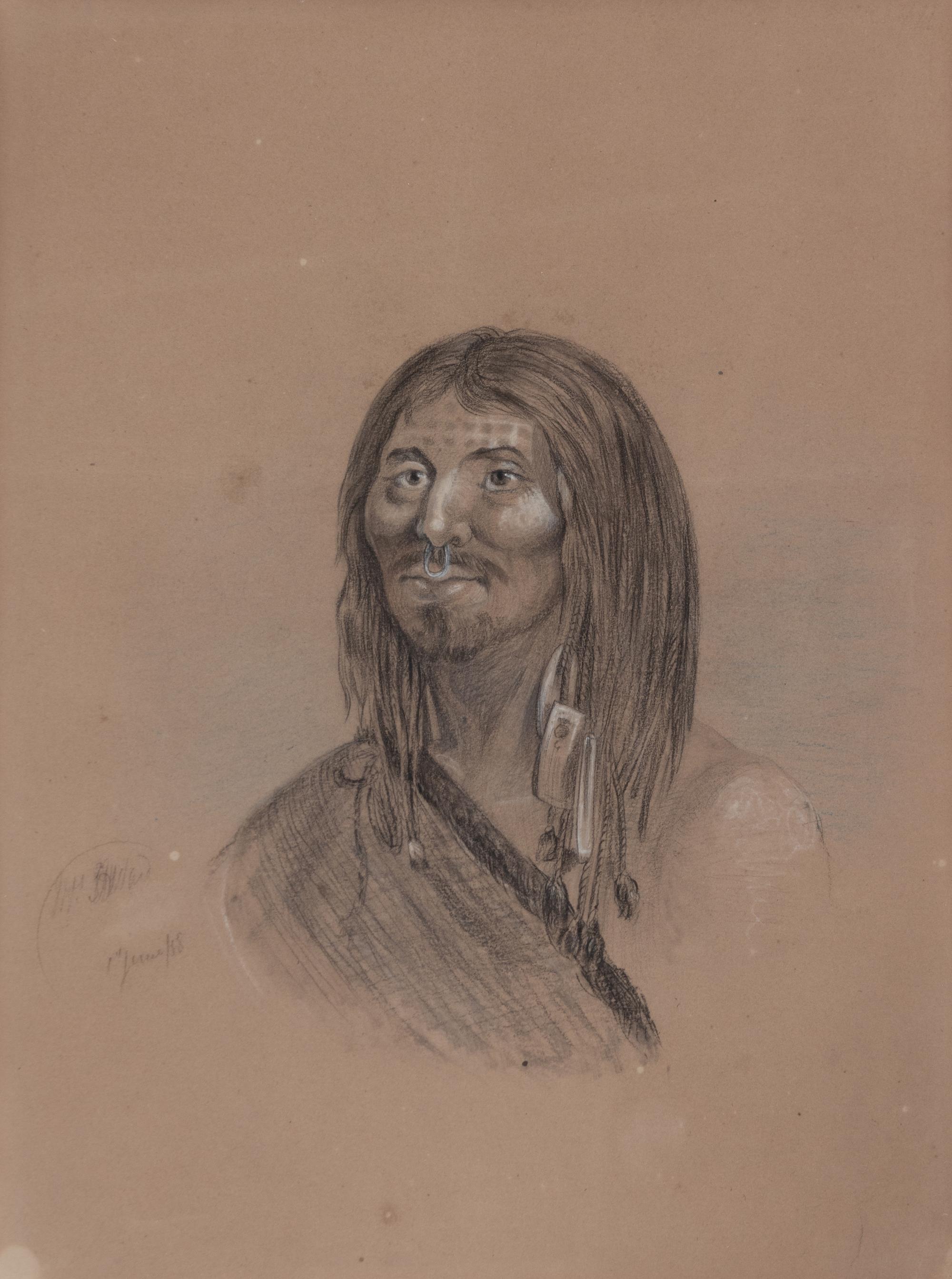 After Catlin, Graphite and Gouaches on Paper