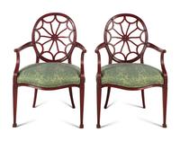 A Pair of George III Style Red-Painted Armchairs