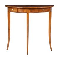 A Biedermeier Figured Birch Demilune Table