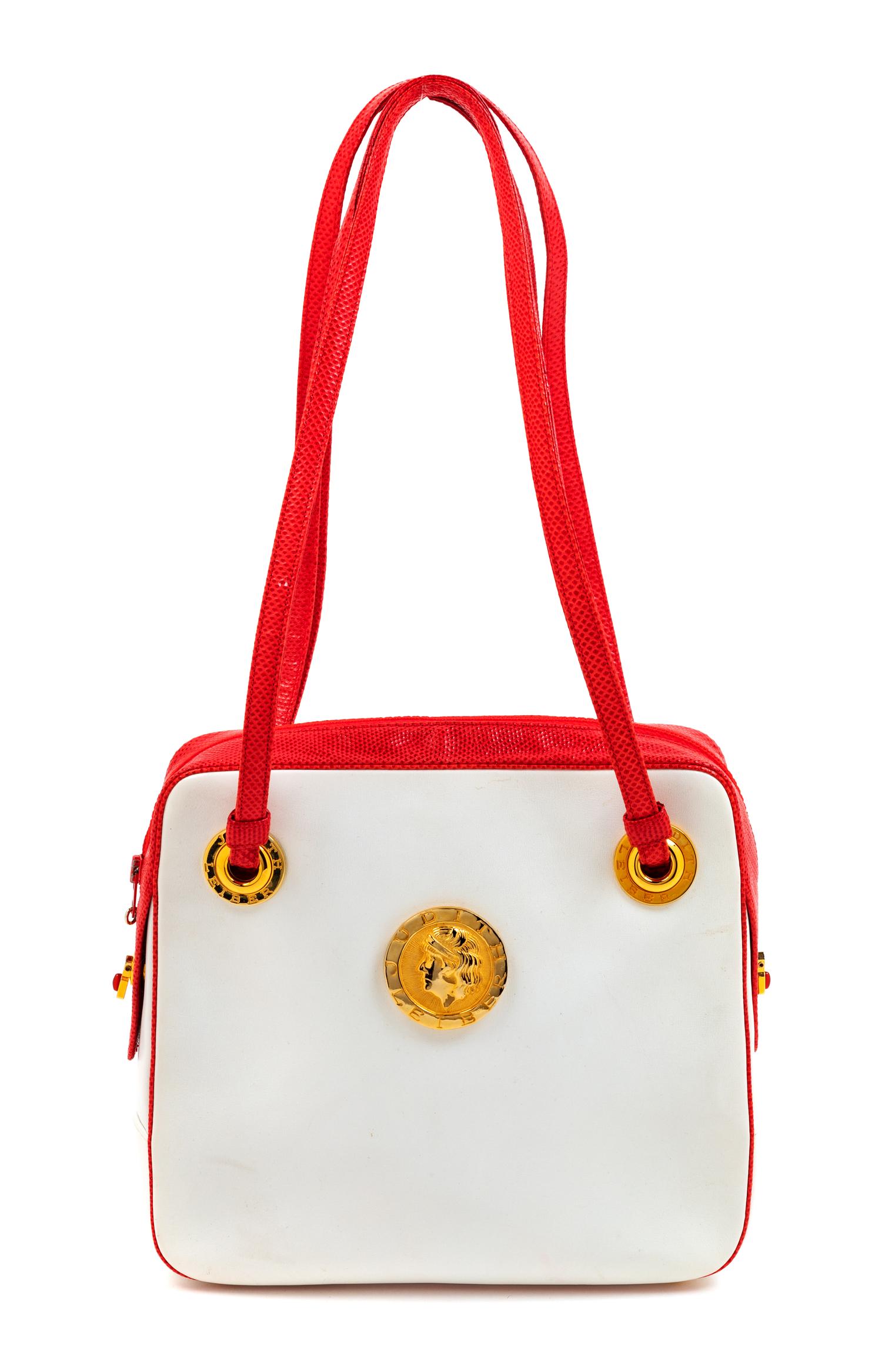 Judith Leiber Red and White Bag