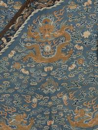 A Blue Ground Kesi Woven Silk Dragon Robe, Jifu