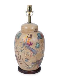 A Decoupage Decorated Ceramic Table Lamp — 20TH/21ST CENTURY