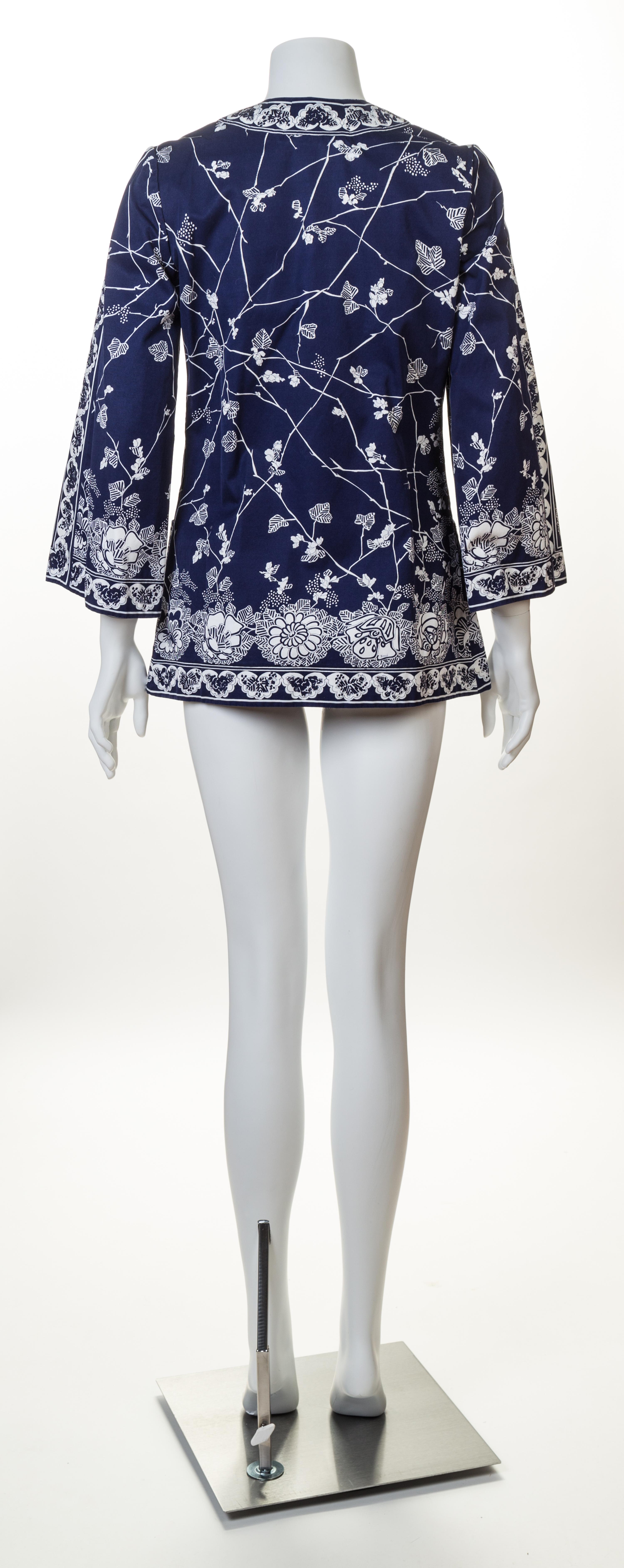 A Pucci Blue and White Cotton Swimsuit Ensemble, Jacket size 8; Bathing suit size 10.