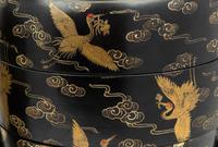 A Pair of Chinese Polychrome and Black Lacquer Baskets