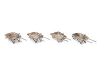 An Assembled Set of Four Mexican Silver Wheelbarrow-Form Ash Trays
