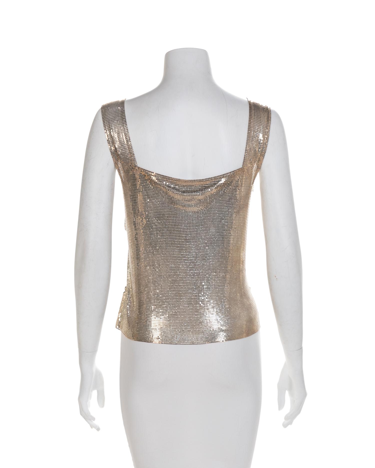 Paco Rabanne Silver Oroton Top and an Iridescent Oroton Halter Dress, 1980-90s Paco Rabanne: no size label; Halter: Medium