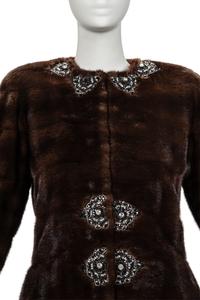Badgley Mischka Mink Coat with Rhinestone