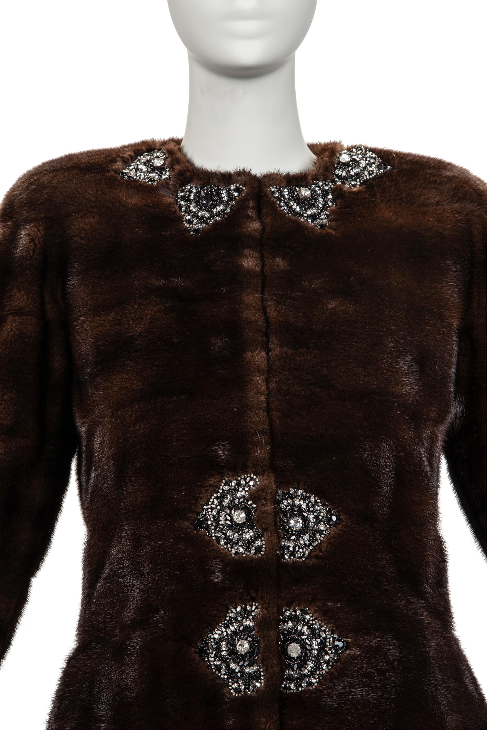 Badgley Mischka Mink Coat with Rhinestone