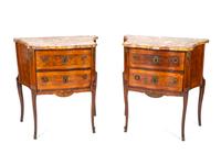 A Pair of Louis XV/XVI Transitional Style Parquetry Tables en Chiffoniere — 20TH CENTURY