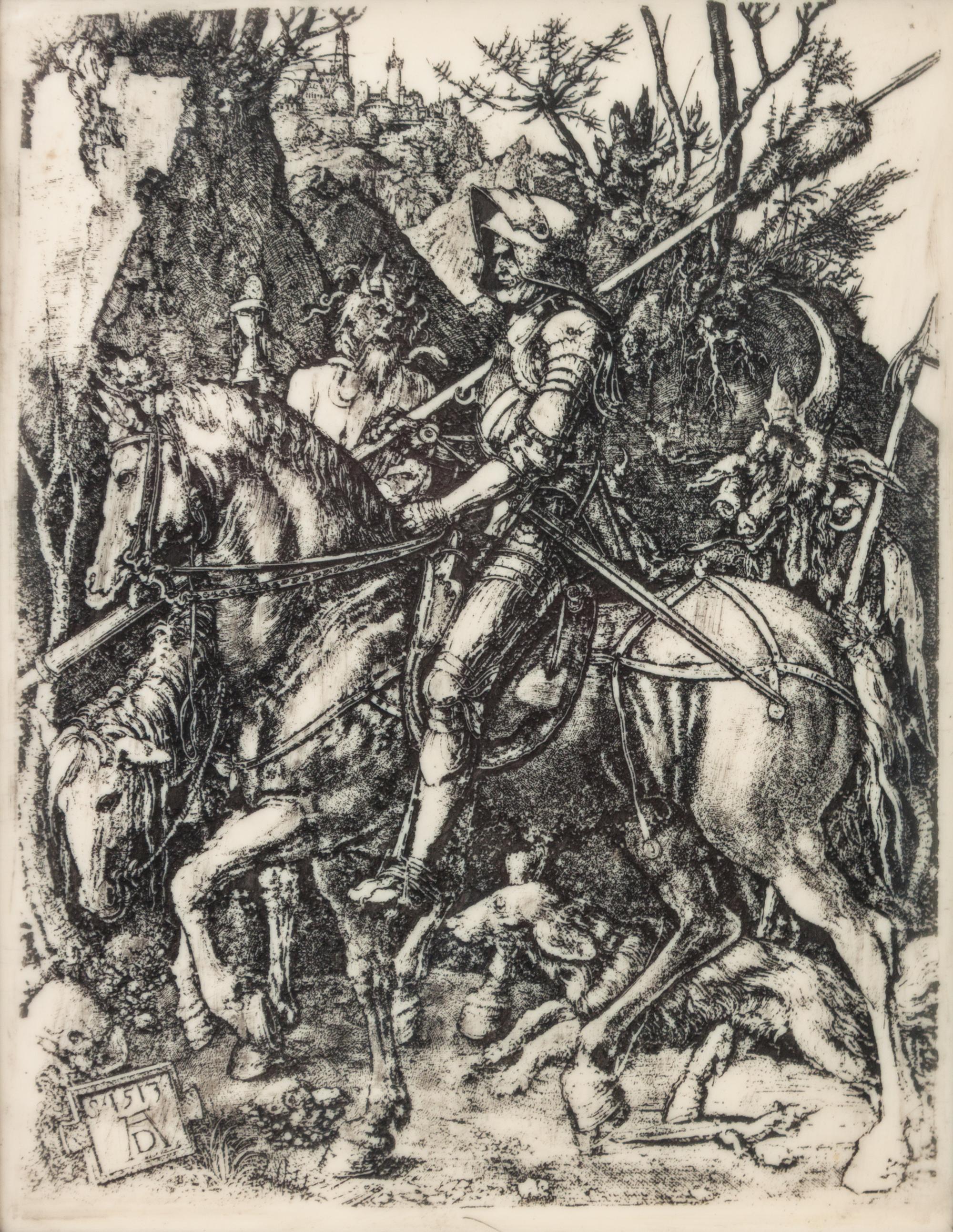 Four French Etched Scrimshaw Panels Height 8 1/2 x width 6 inches. — EARLY 19TH CENTURY