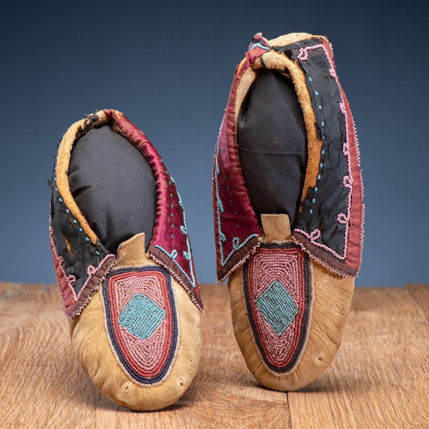 Lenape Beaded Hide Moccasins