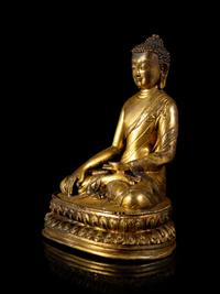 A Sino-Tibetan Gilt Bronze Figure of Buddha