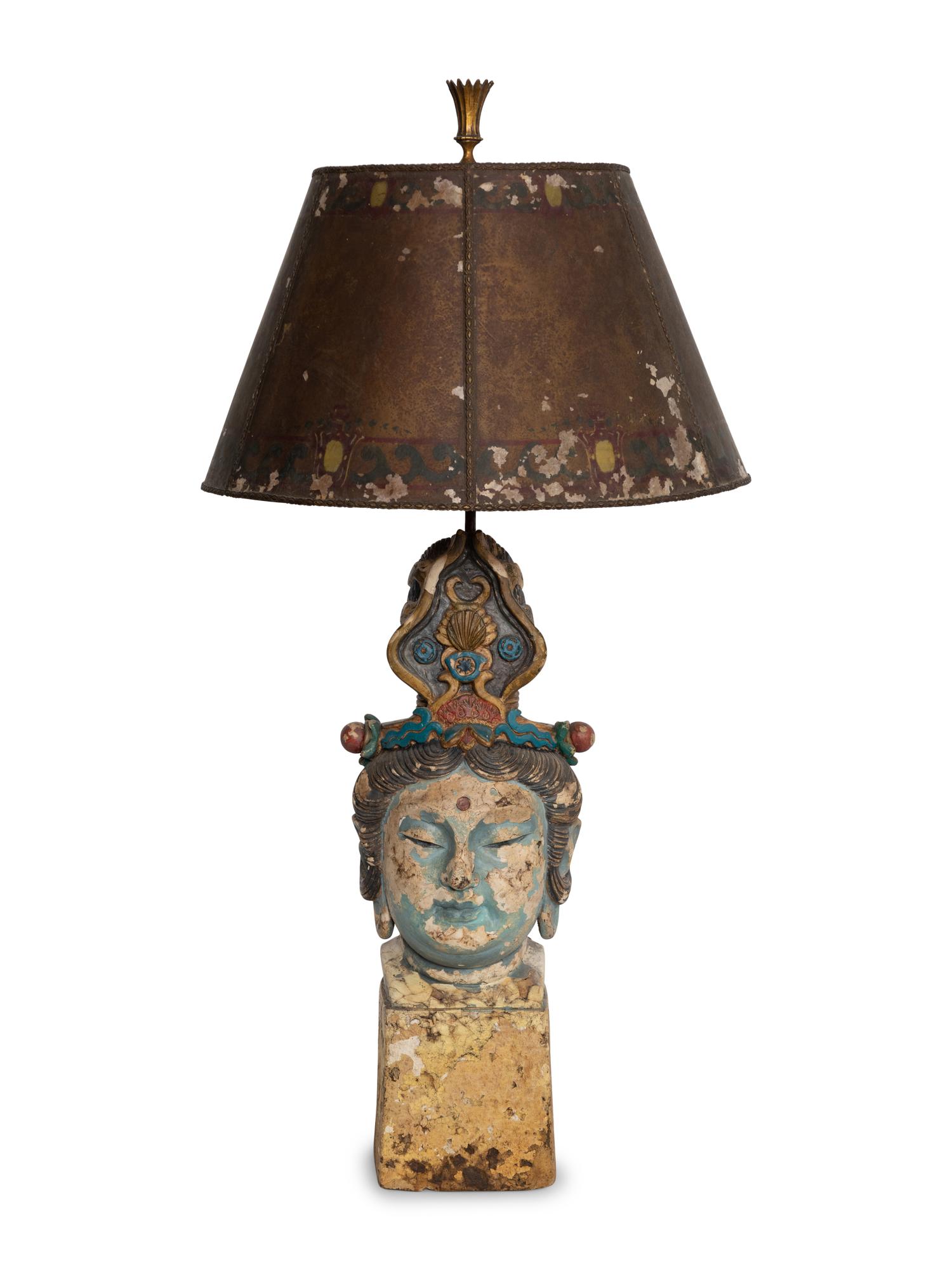 A Tibetan Polychrome Decorated Temple Carving