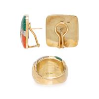 ASCH GROSSBARDT, MULTIGEM AND DIAMOND EARRINGS AND RING