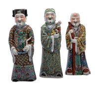 Three Chinese Famille Rose Porcelain Figures of Immortals