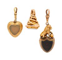 Victorian, Collection of Gold and Hardstone Fobs and Pendant