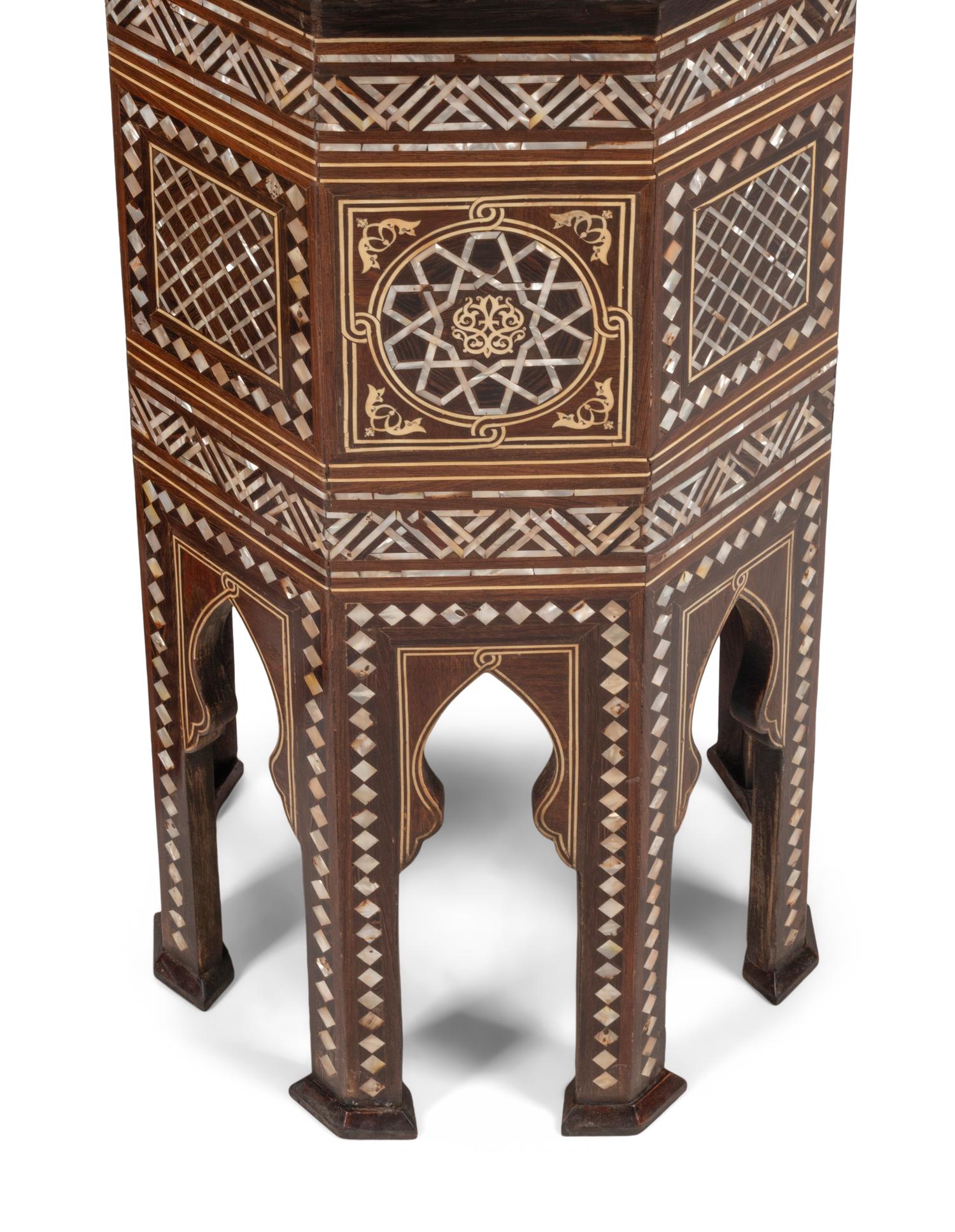 A Pair of Levantine Marquetry Octagonal Side Tables