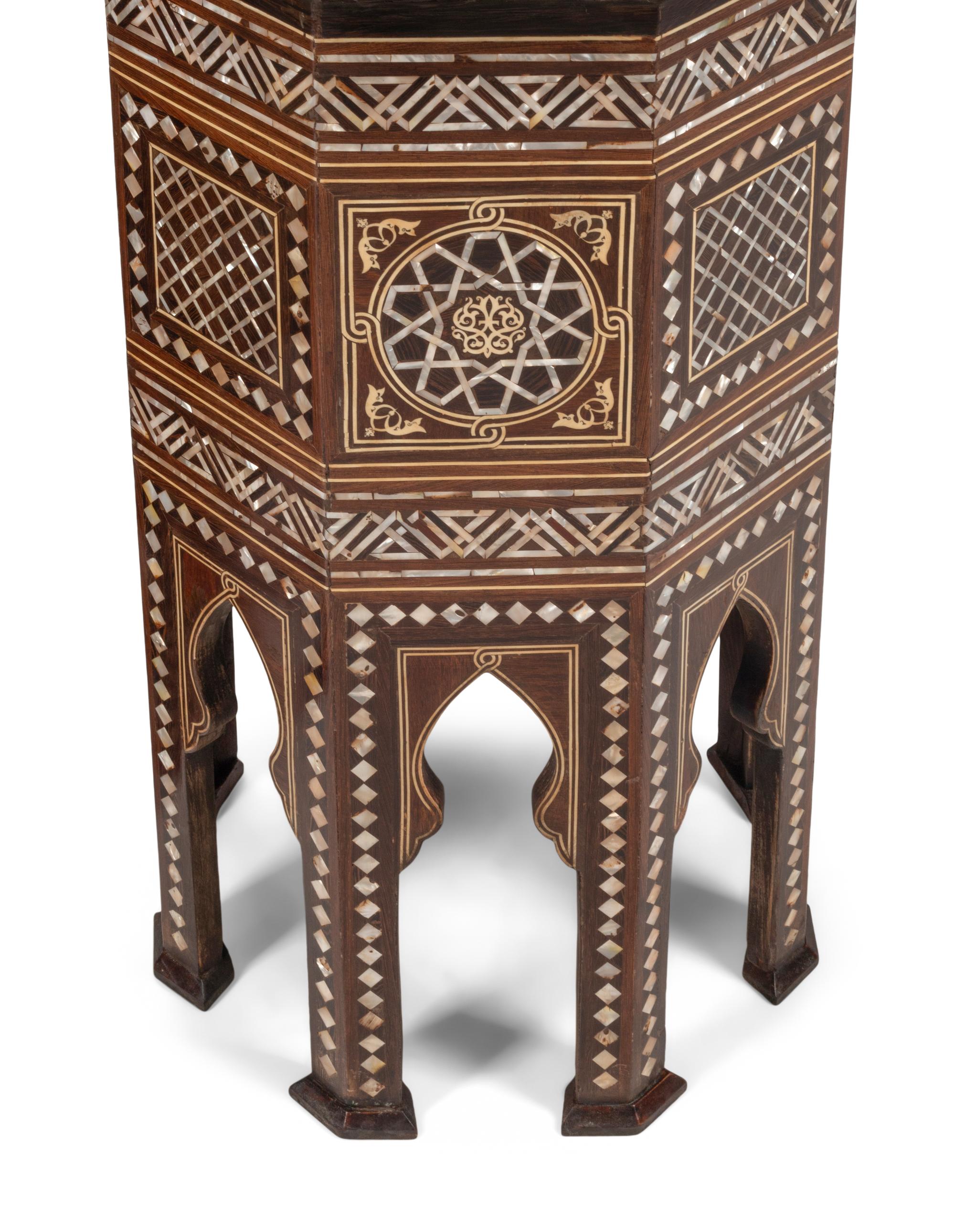 A Pair of Levantine Marquetry Octagonal Side Tables