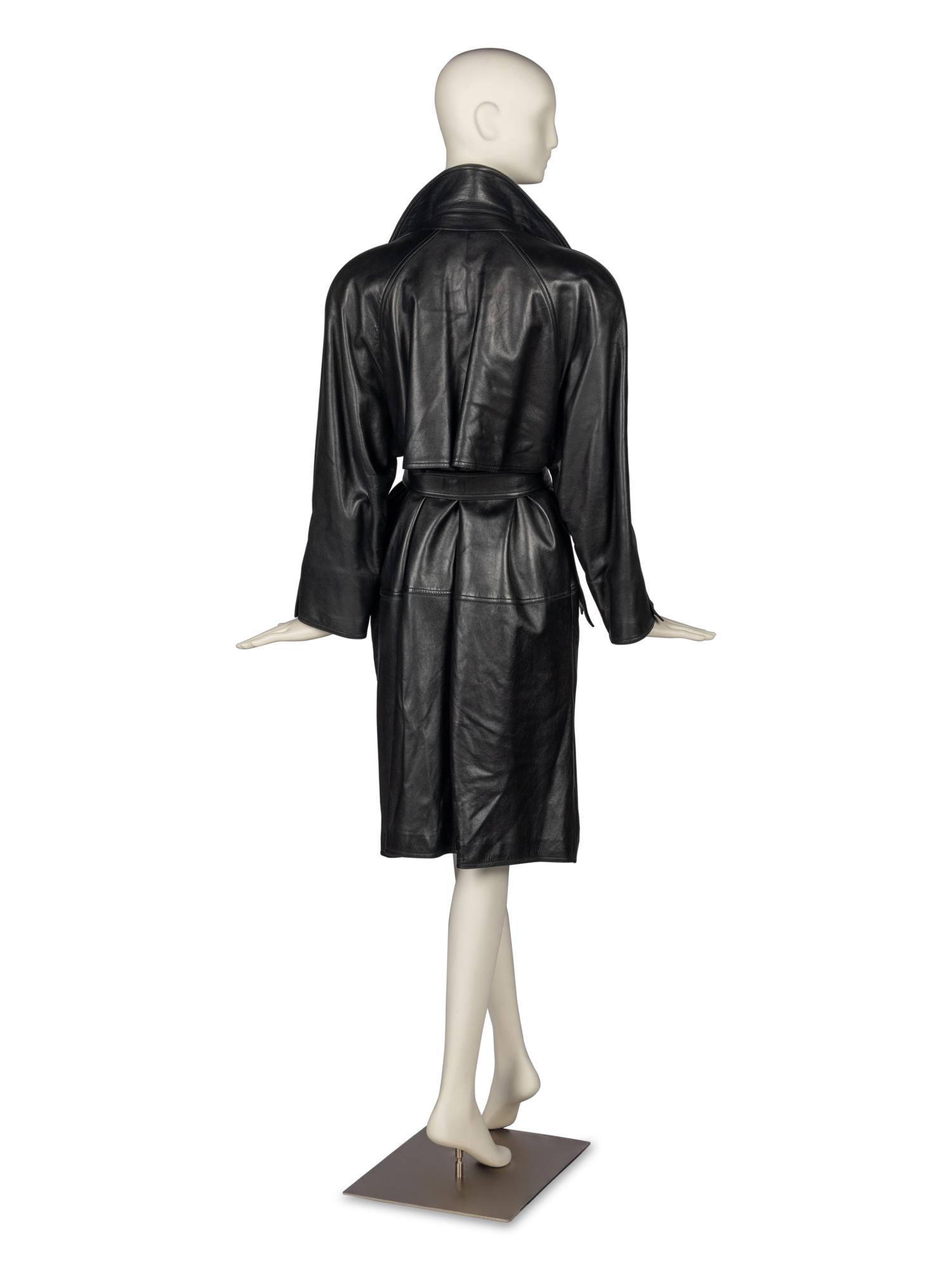 Gucci Belted Leather Coat, 1980s