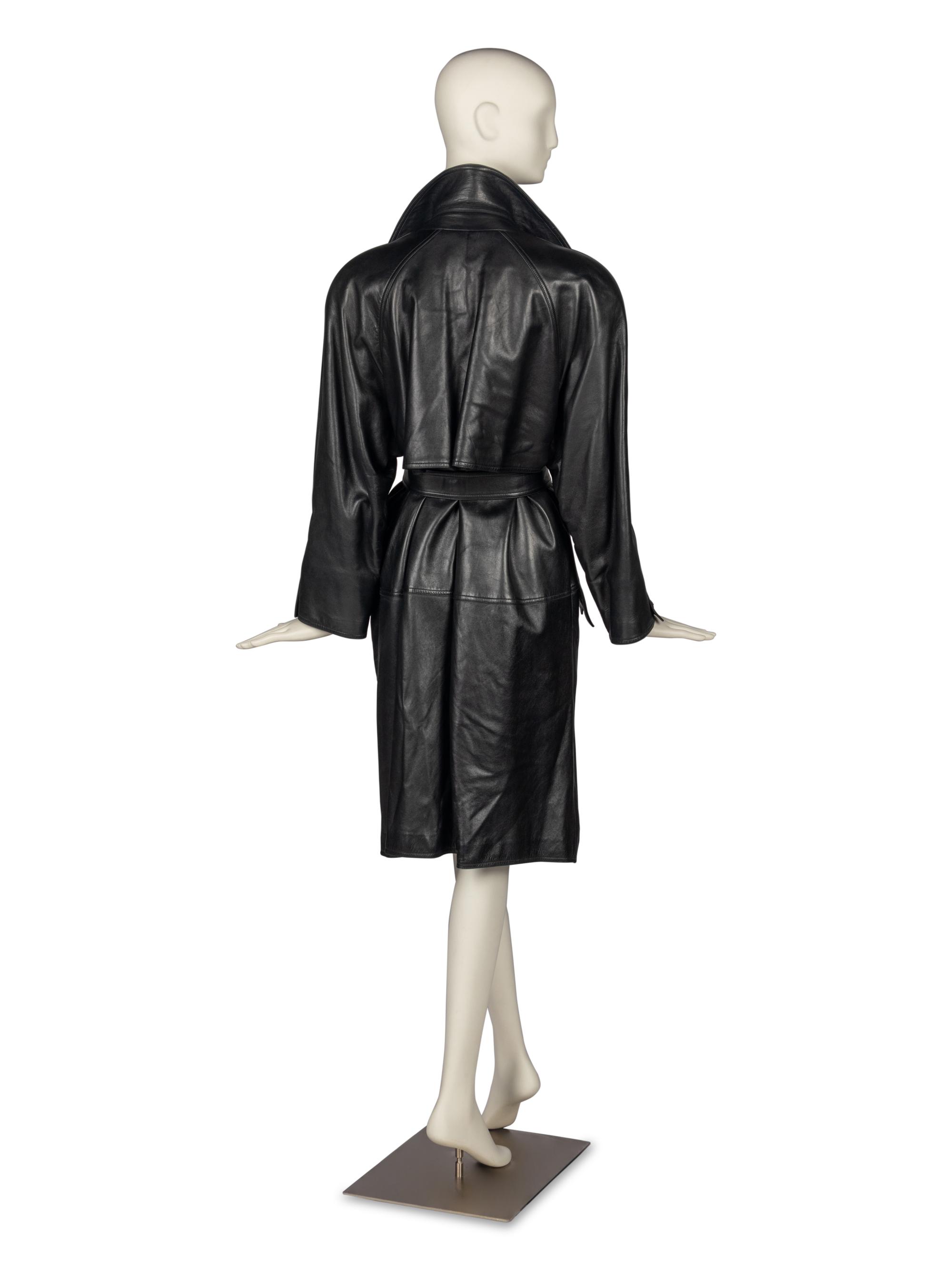 Gucci Belted Leather Coat, 1980s