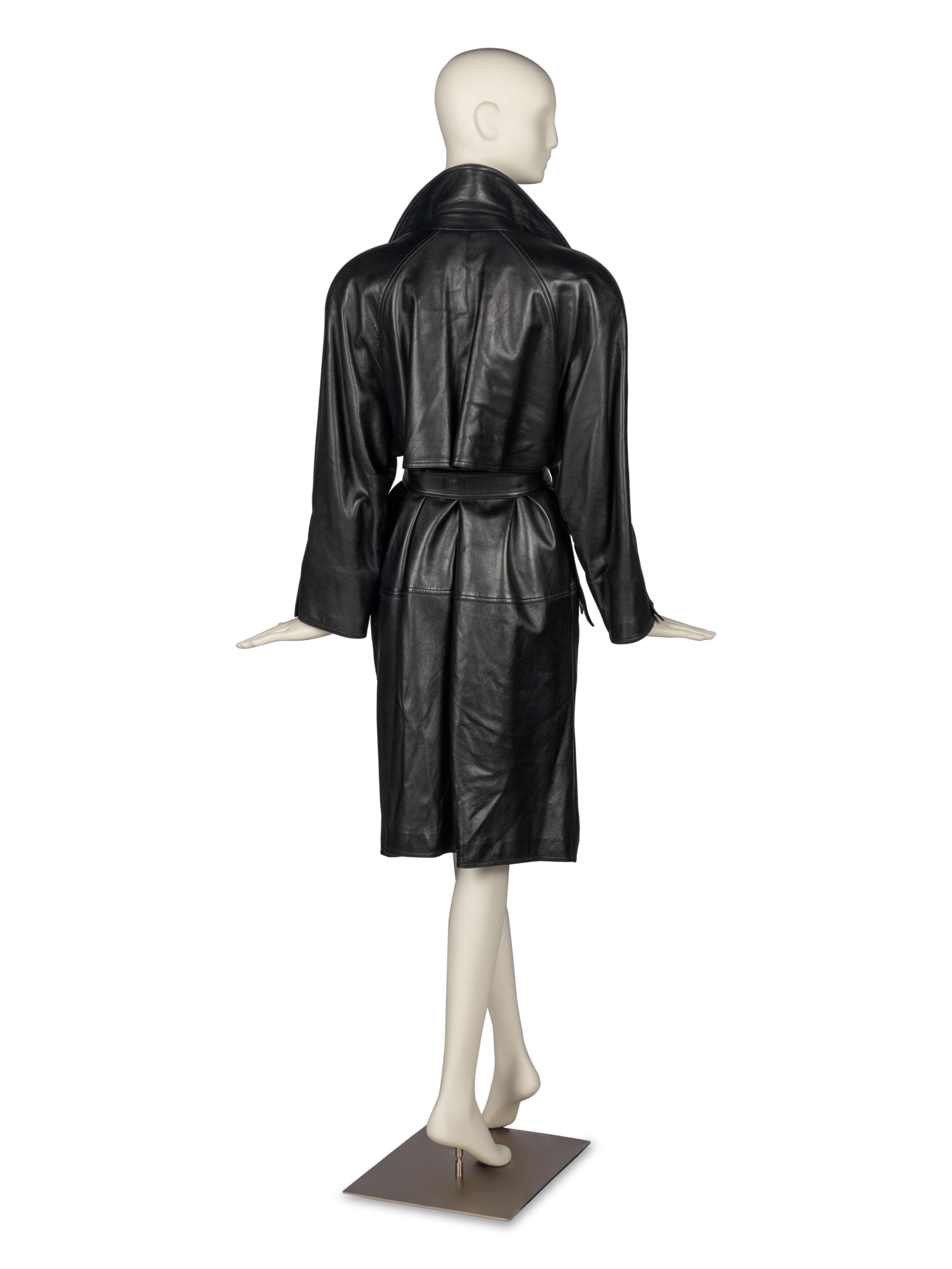 Gucci Belted Leather Coat, 1980s