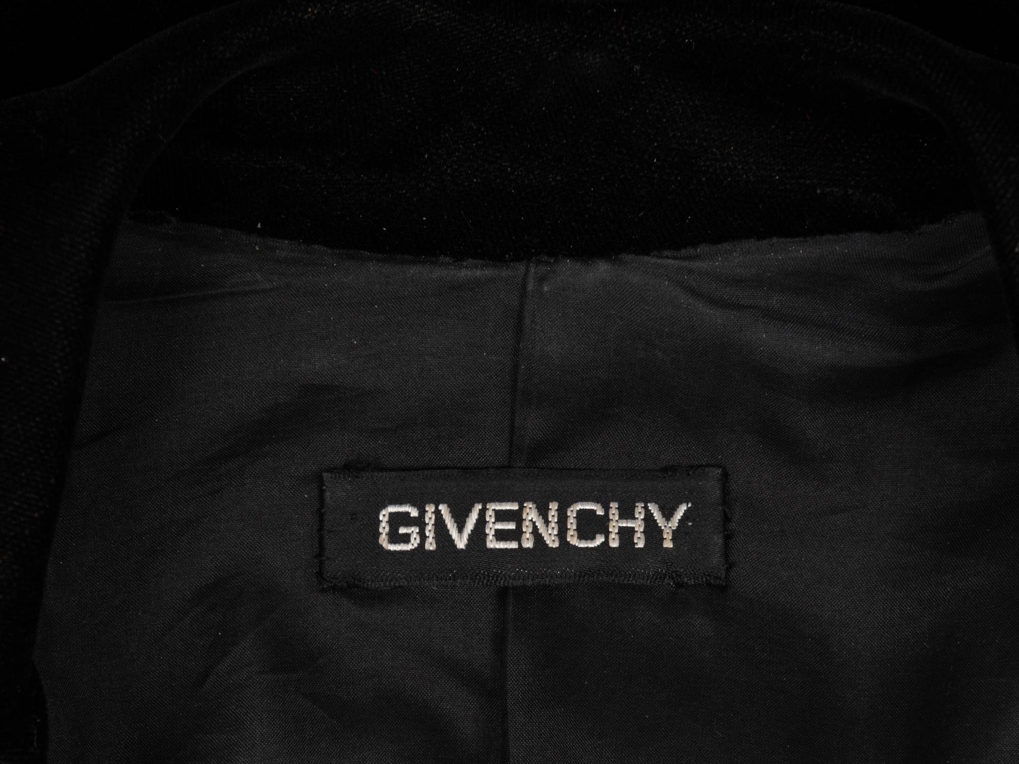 Givenchy Haute Couture Velvet Double Breasted Jacket, 1970-90s