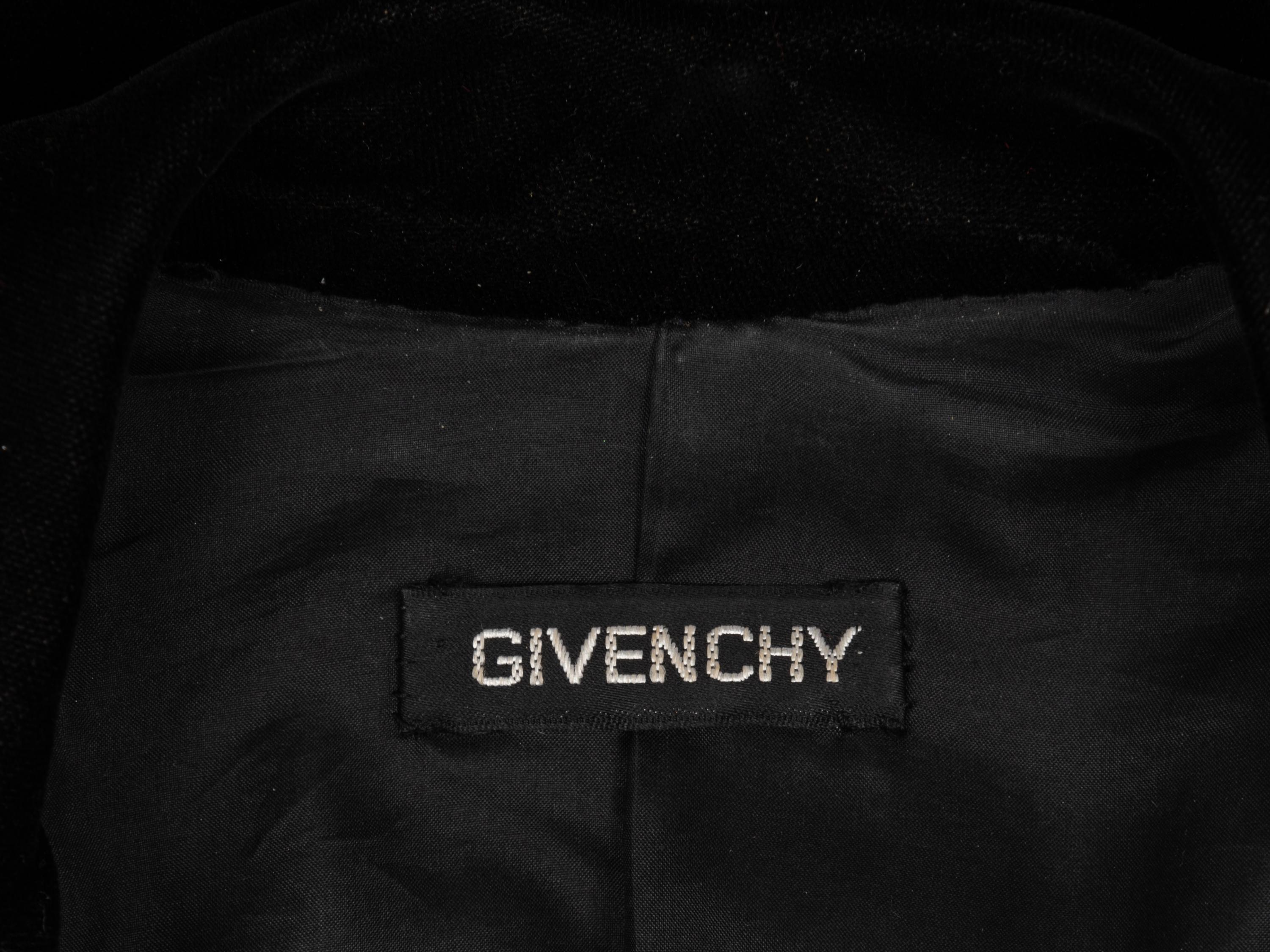 Givenchy Haute Couture Velvet Double Breasted Jacket, 1970-90s