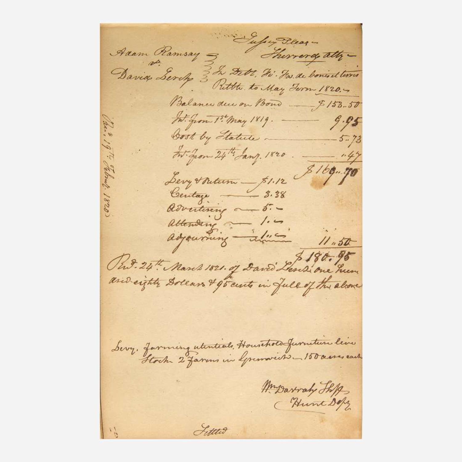 [Americana] [New Jersey] Darrah, William Early 19th-Century New Jersey Sheriff's Manuscript Journal