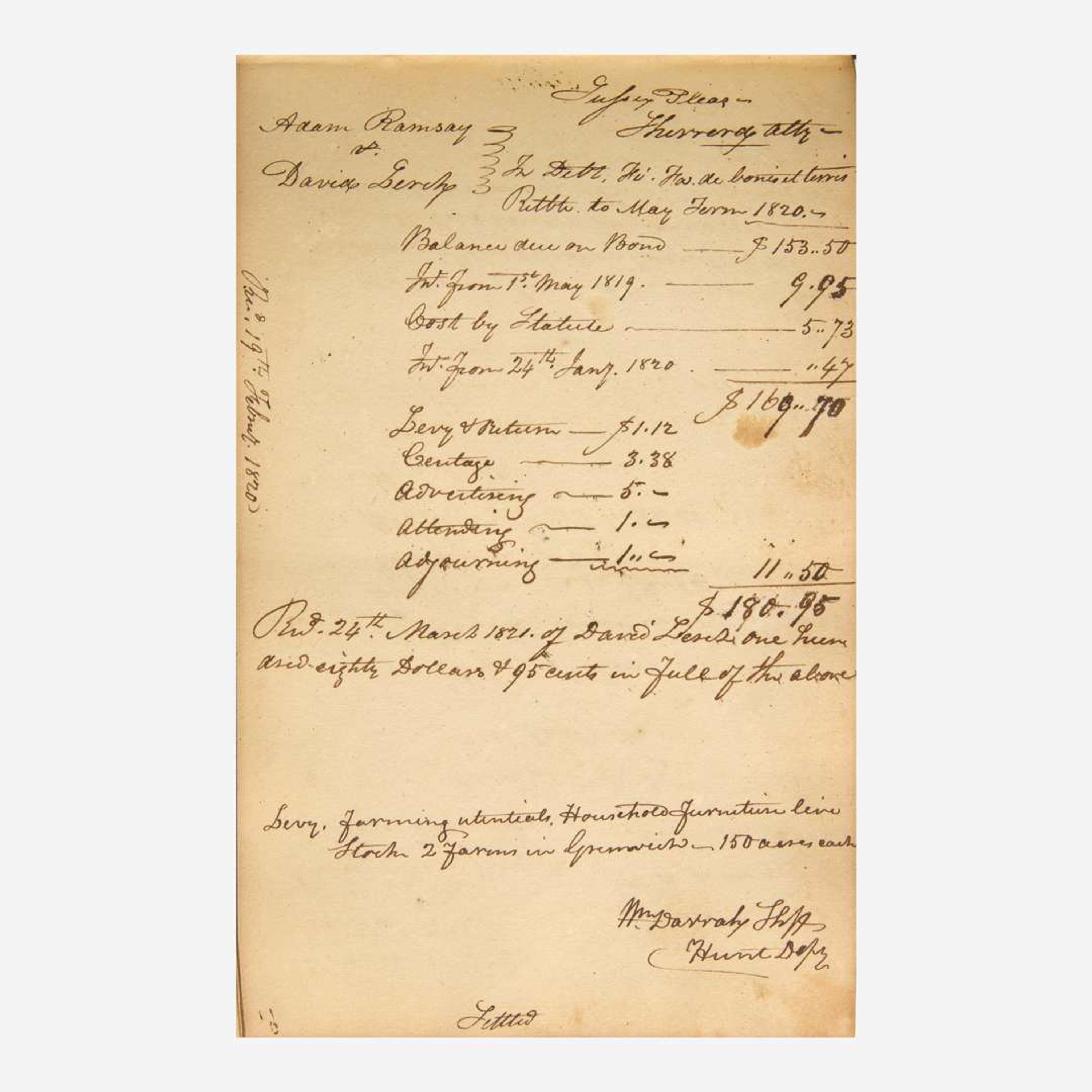 [Americana] [New Jersey] Darrah, William Early 19th-Century New Jersey Sheriff's Manuscript Journal