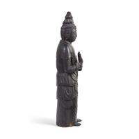 A Large Japanese Carved and Stained Wood Standing Figure of Kannon Bosatsu , Heian Period, 11th/12th Century
