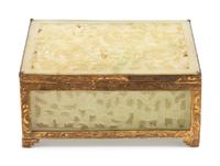 A Chinese Gilt Metal and Carved Hardstone Box