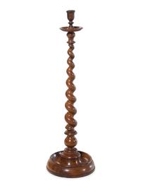 An Oversized English Barley Twist Carved Candlestick