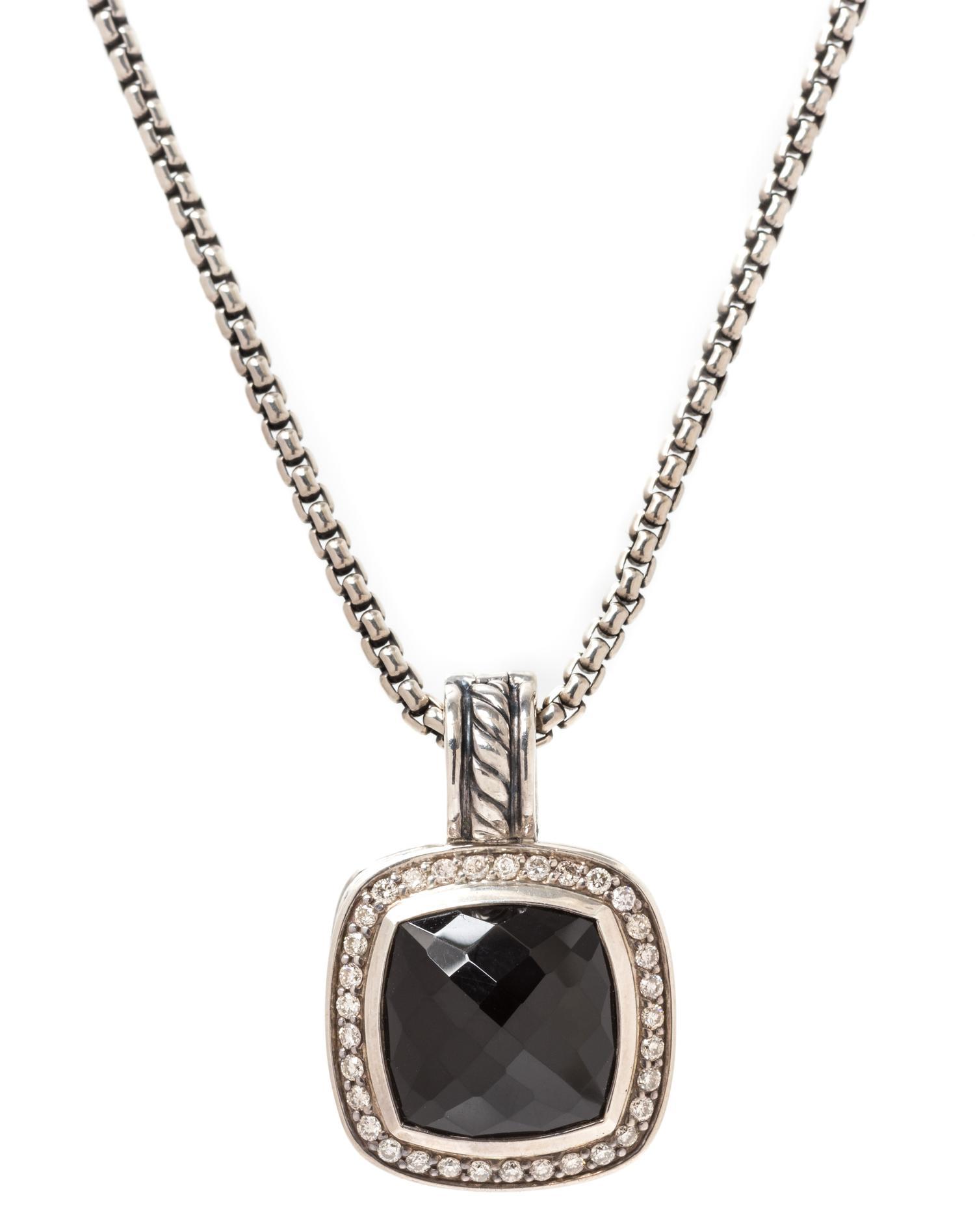 A Sterling Silver, Onyx and Diamond 'Albion' Pendant Necklace, David Yurman, 8.05 dwts.