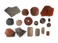 San Lazaro Pueblo Mixed Pottery Shards, Game Pieces and Spindle Whorls