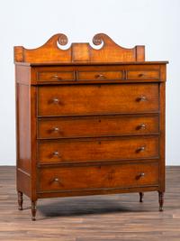 A Late Federal Figured Maple and Cherrywood Chest of Drawers