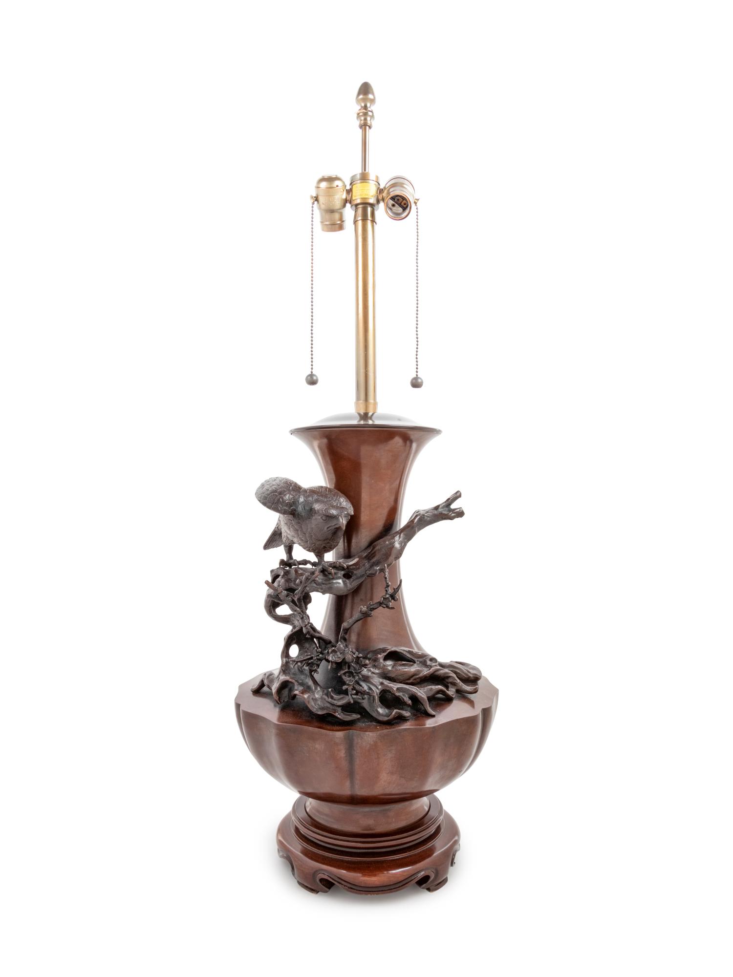 A Japanese Bronze Vase Mounted as a Lamp