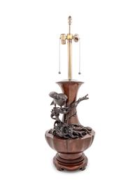 A Japanese Bronze Vase Mounted as a Lamp