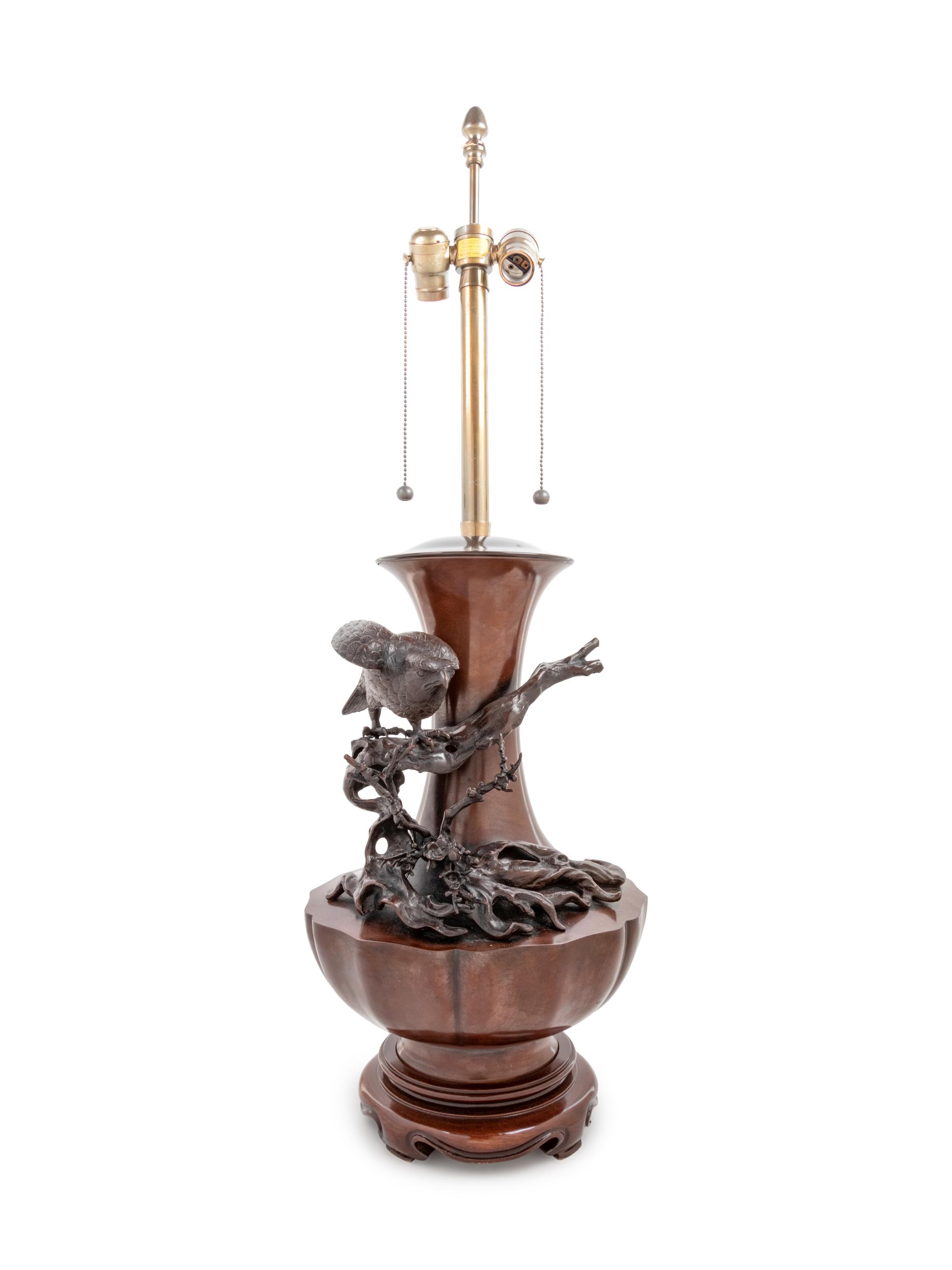 A Japanese Bronze Vase Mounted as a Lamp