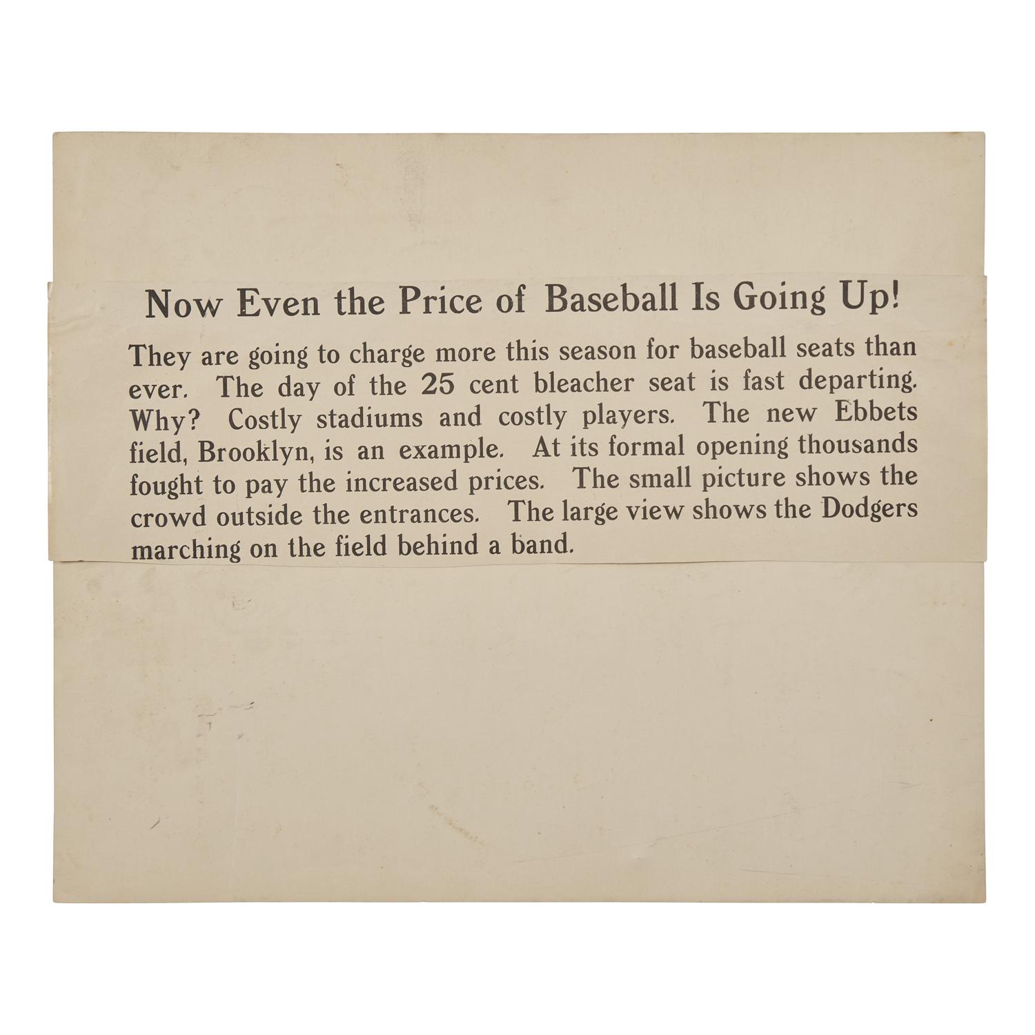 [Baseball] (Brooklyn Dodgers) Now Even the Price of Baseball Is Going Up!