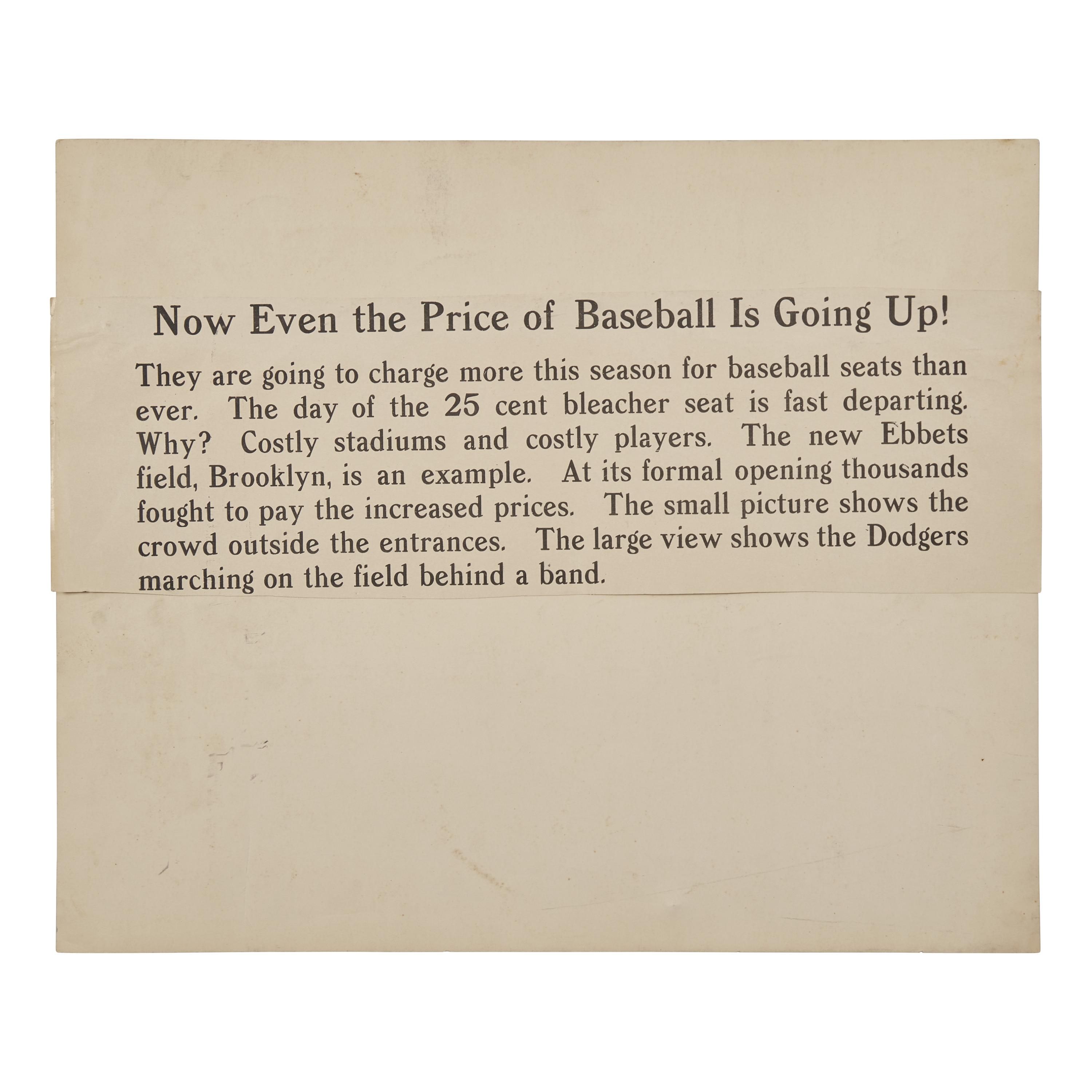 [Baseball] (Brooklyn Dodgers) Now Even the Price of Baseball Is Going Up!