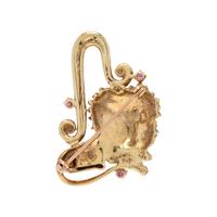 YELLOW GOLD, RUBY AND ENAMEL LION BROOCH