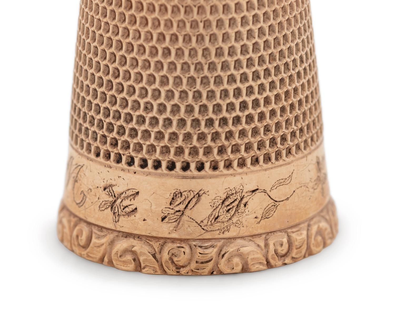 A Group of Four American Yellow-Gold Thimbles