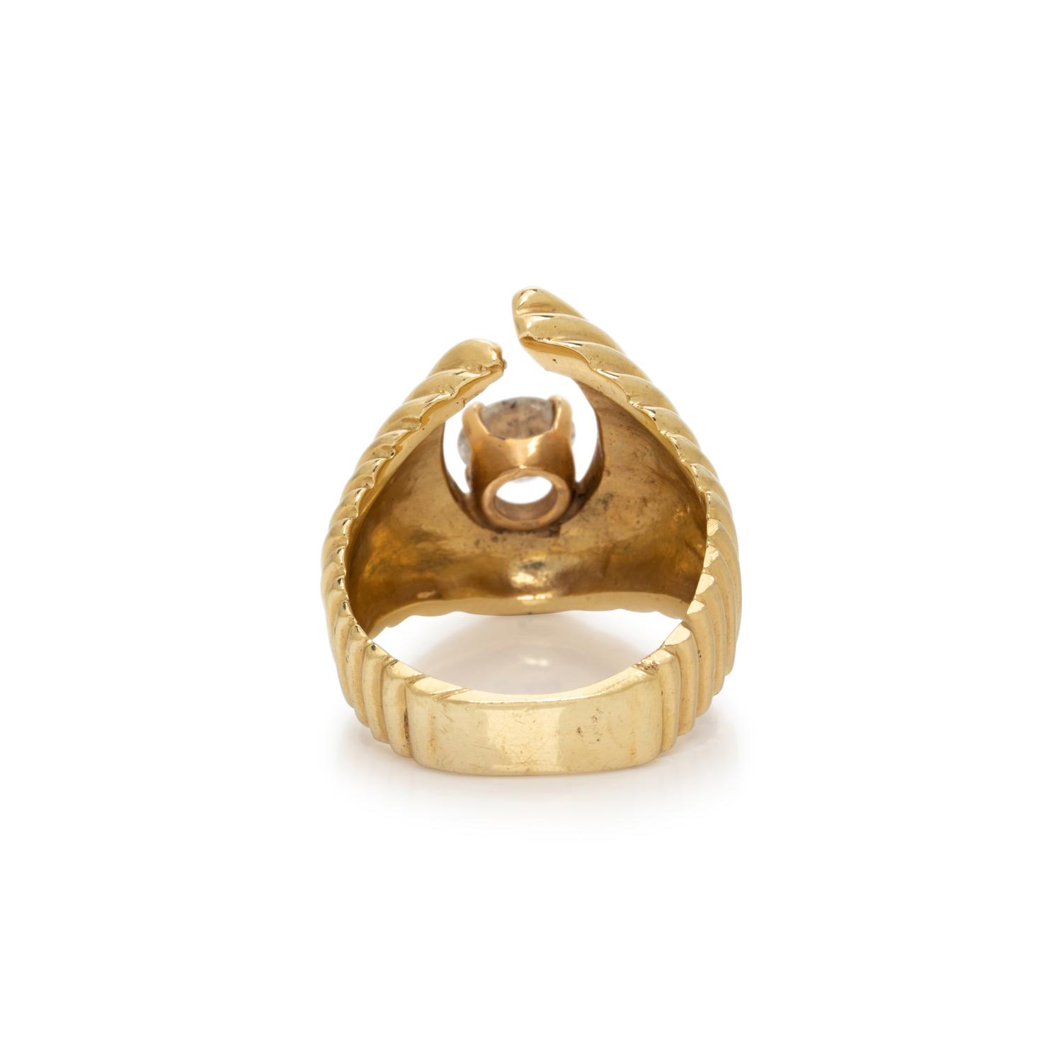 OLD EUROPEAN CUT DIAMOND AND YELLOW GOLD RING