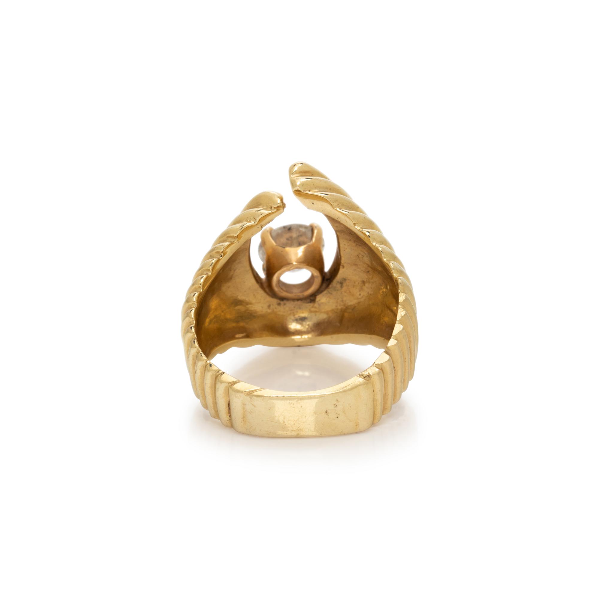 OLD EUROPEAN CUT DIAMOND AND YELLOW GOLD RING