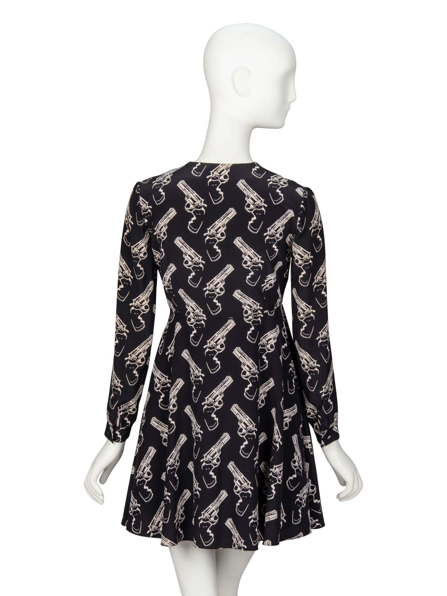 SAINT LAURENT, GUN-PRINT SILK MINIDRESS