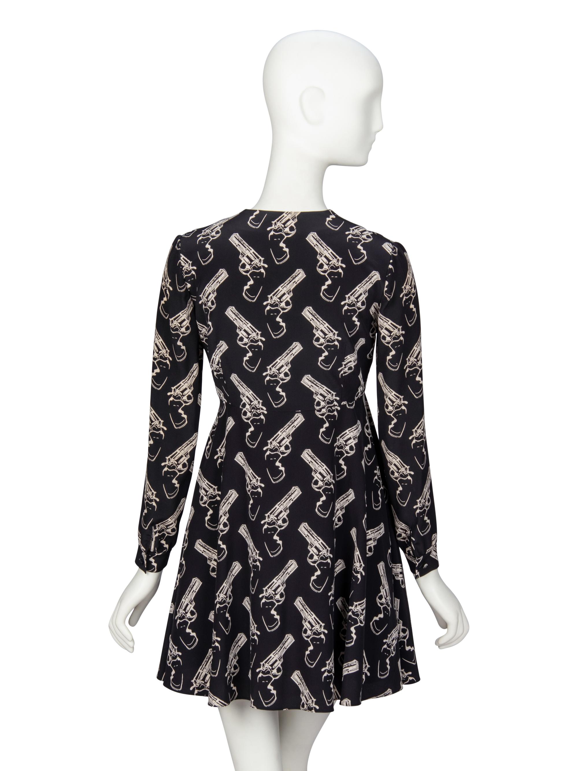 SAINT LAURENT, GUN-PRINT SILK MINIDRESS